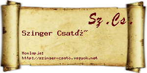 Szinger Csató névjegykártya